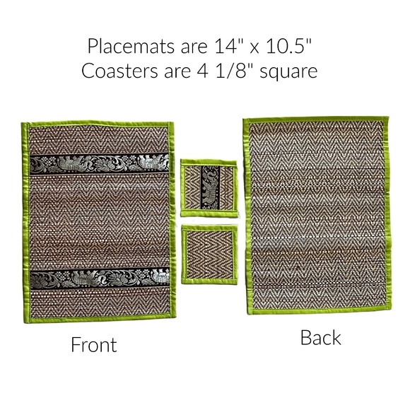 Placemat Set 12 pieces (4 woven mats, 4 coasters, 4 napkins) - Picture 2 of 3
